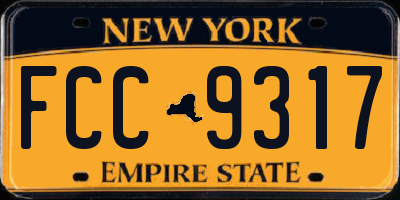 NY license plate FCC9317