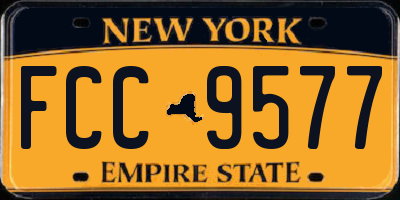 NY license plate FCC9577