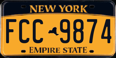 NY license plate FCC9874