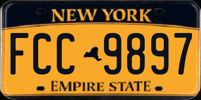 NY license plate FCC9897