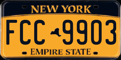 NY license plate FCC9903