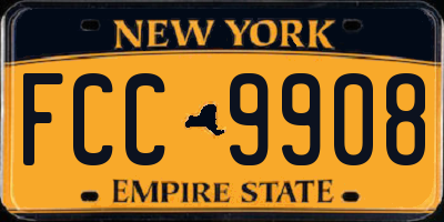 NY license plate FCC9908
