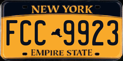 NY license plate FCC9923
