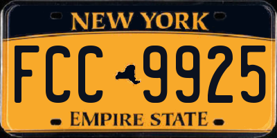 NY license plate FCC9925