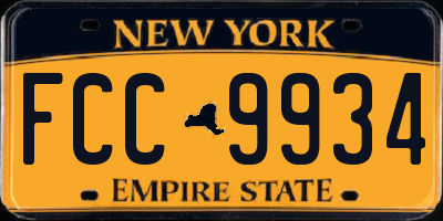 NY license plate FCC9934