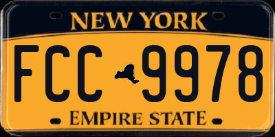 NY license plate FCC9978