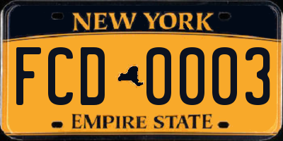 NY license plate FCD0003
