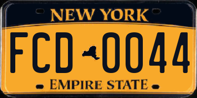 NY license plate FCD0044