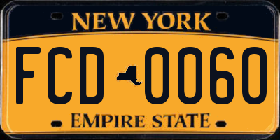 NY license plate FCD0060