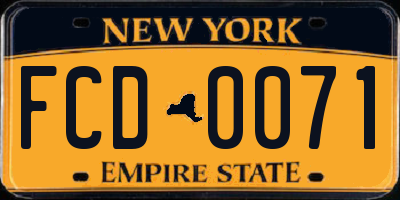 NY license plate FCD0071