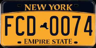 NY license plate FCD0074