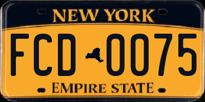 NY license plate FCD0075