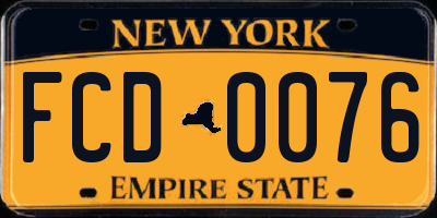 NY license plate FCD0076