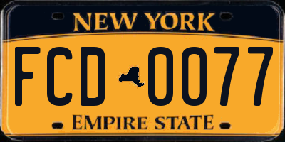 NY license plate FCD0077