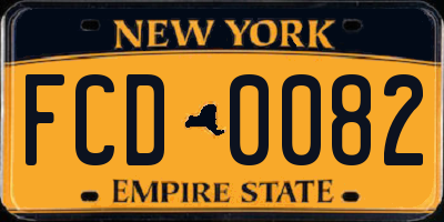 NY license plate FCD0082