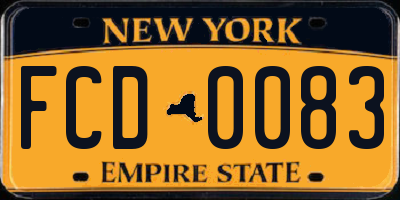 NY license plate FCD0083