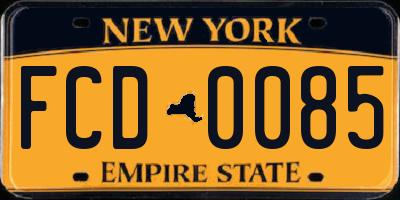 NY license plate FCD0085