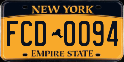 NY license plate FCD0094