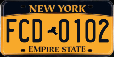 NY license plate FCD0102