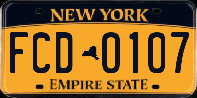 NY license plate FCD0107