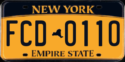 NY license plate FCD0110