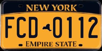 NY license plate FCD0112