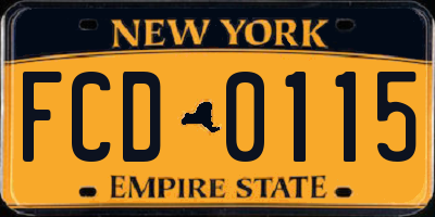 NY license plate FCD0115