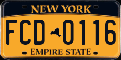 NY license plate FCD0116