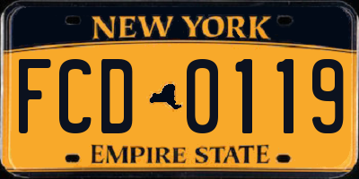 NY license plate FCD0119