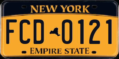 NY license plate FCD0121