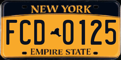 NY license plate FCD0125
