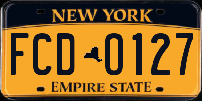 NY license plate FCD0127