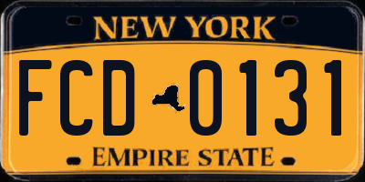 NY license plate FCD0131