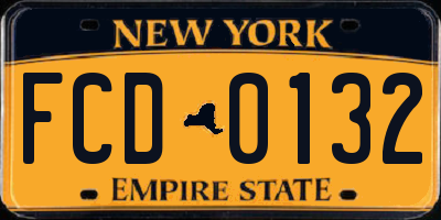 NY license plate FCD0132