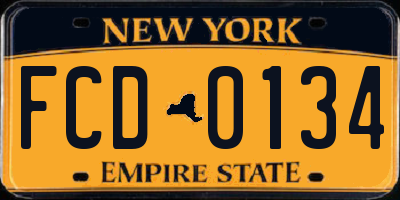 NY license plate FCD0134