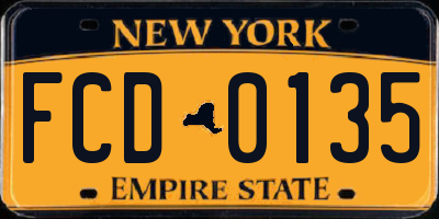 NY license plate FCD0135