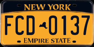 NY license plate FCD0137