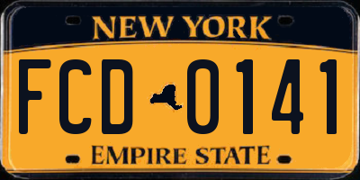 NY license plate FCD0141