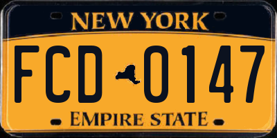 NY license plate FCD0147
