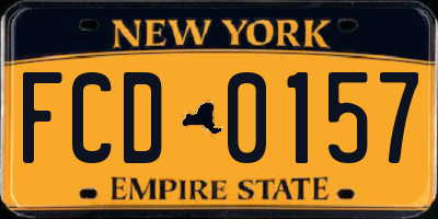 NY license plate FCD0157