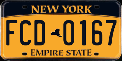 NY license plate FCD0167