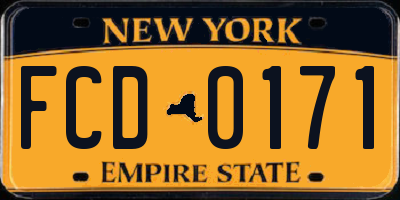 NY license plate FCD0171