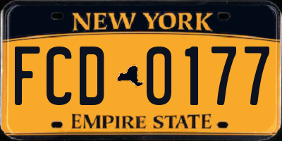 NY license plate FCD0177
