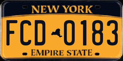 NY license plate FCD0183
