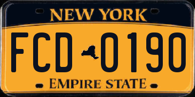NY license plate FCD0190