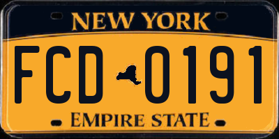 NY license plate FCD0191