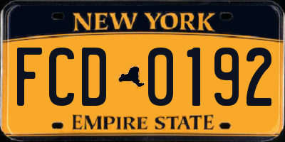 NY license plate FCD0192