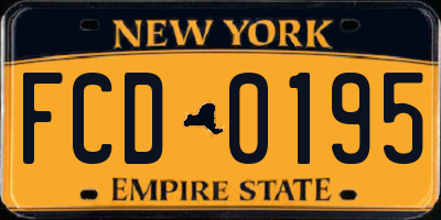 NY license plate FCD0195