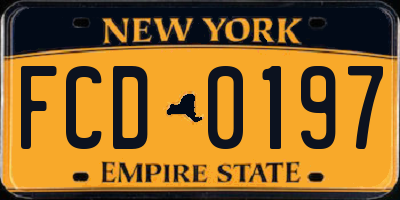 NY license plate FCD0197