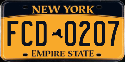 NY license plate FCD0207
